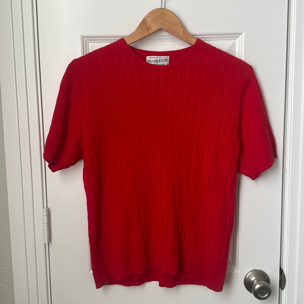 Red Pendleton short sleeve sweater